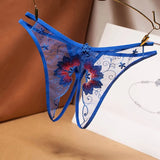 sexy temptation women's G-String transparent mesh embroidery sexy thong open file free off low waist t pants G-String