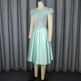 Fongt New Round-Neck Rose-Tieed Bridesmaid Dress Bow Tie Elegant Party Dress Dress Dress
