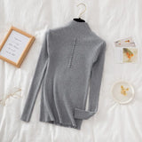 Fongt Collar Sweater Bottomed Women's Long-Sleeved Top 2024 Autumn And Winter New Button Tight Knitted
