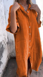 Fongt New Spring And Summer Loose Leisure Sleeve Cotton Shirt Dress