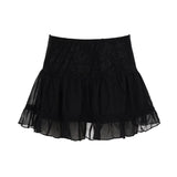 Fongt Is The Same Sexy; Lace Splicing Irregular Hanging Neck Vest + Short Skirt Tice Lace Perspective Skirt