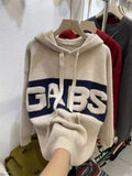 Hoodie Sweater Women's Coat 2024 Autumn And Winter New Lazy Korean Version Of Loose Letter Hooded Sweater-Outfit