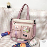 Style Kawaii Women Shoulder Bags Waterproof Nylon Panelled Handbag Casual Tote 2021 Cute Shopping Crossbody Bag for