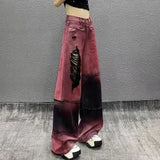 Fongt Mm Ocean Color Ripped Jeans Women's Large Size Summer New High-Rise Loose Thin Straight Leg Pants