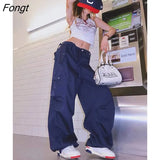 Vintage Cargo Pants Y2k Parachute Streetwear Women Harajuku Drawstring Trousers Jogger Aesthetic Baggy Loose