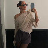 Collar Floral Applique Mesh Chiffon Tops for Women Elegant Fashion Club Cropped Tops See Through Pullover New-Outfit