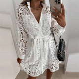 Women Lace Hollow Out Shirt