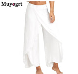 Wide Leg Pants Women Capris Solid Loose Bloomers Fitness Dance Wear Split Trousers Plus Size Pants Elastic