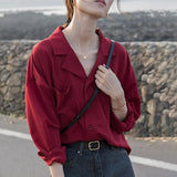 Arrival Women Solid V Neck Notched Chiffon Blouse Button Up Oversize Black Shirt Elegant Korea Style Feminina Blusa