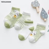 5 Pairs/lot 1 to 12 Yrs Cotton Children's Socks Stereo Animals Summer Thin Kids' Mesh Socks Cute Girls Boys