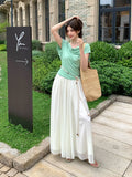 Fongt Xixi 2025 Summer Temperament With High Waist Chiffon Leisure Loose Broad Leg Trousers Skirts 85191