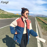 Jacket Women 2023 Color Matching Cotton Clothes Winter Loose Cotton Jacket Coat Demi-season Jacket for Women Winter