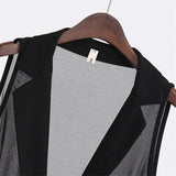 Fashion Summer Vest Jacket Women Plus size 5XL Black Chiffon Sleeveless Outerwear Female Perspective Casual Waistcoat
