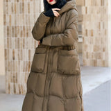 High Quality White Duck Down Down Jacket In The Long 2024 Winter New Hat Korean Version Slim Casual Coat Tide-Outfit