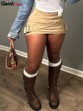 Cross Sexy Frock Skirts Women Button Peach Hip 2024 Summer Trend Solid Wild Streetwear Hipster Chic Mini Skirt Bottom-Outfit