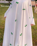 Fongt Eastern Arab Women's 2025 New Dubai Abaya Loose Flare-Sleeve Bow Dress
