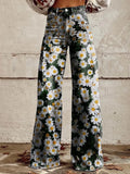 Daisy Women's Jeans High Waisted Wide Leg Pants Loose Women's Thin Imitation Jeans Wide Leg-Outfit