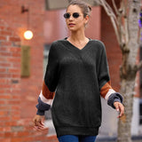 Fongt New Sweater Women Autumn And Winter Explosion Chicken Heart V Neck Lantern Sleeve Striped Knitted Shirt