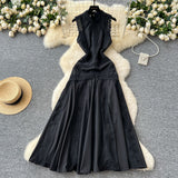 Fongt High-End Squeal Lace Splicing Sleeveless Waist Dress Women's Summer Thin Temperament Elegant Long Dress
