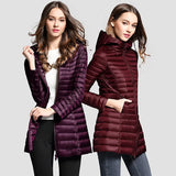 2024 New Autumn And Winter Light Down Jacket Female Long Plus Size Hood Slim Plus Plus Size Coat-Outfit