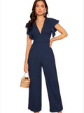 Fongt Women's Lotus Leaf Edge Design Temperament Jumpsuit