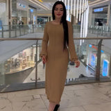 Fongt Solid-Colored Round-Neck Long-Sleeved Dress Woman With Wooden Ear In Autumn 2025