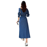 Fongt Long-Sleeved Denim Dress Loose With Denim Shirt Dress