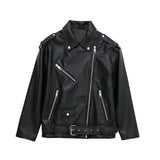 Fongt Temperament Casual Autumn New Imitation Leather Loose Zipper Jacket Jacket Women's Jacket