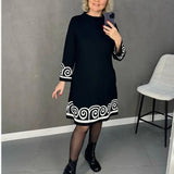 Fongt New 2025 National Style Fashion Casual Abstract Pattern Collar Dress