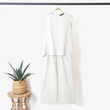 Holiday Matching Pants Sets ZANZEA 2022 Casual Sleeveless Blouses and Loow Pants Women Solid Sets Female kaftan