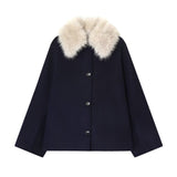 Fongt New Fashion Temperament Woman Made Fur Effect Necking Jacket 7522241