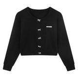Sweet O-neck Long Sleeve Knitted Cardigan+ Y2k E-Girl High Waist Flower Print Ruched Skirts Spring New Two Piece Sets-Outfit