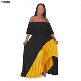 New Style African Dresses for Women Dashiki Off shoulder Pleated African Dress Clothes for Ladies Chiffon Long Africa Maxi