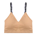 Women Seamless Gathering Bralette Push Up Bra Sexy Girls Letter Strap Bralette Wireless Brassiere Female Intimates