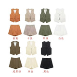 Fongt Vest 99293210 High Waist Casual Shorts 9929221 Set