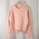 New 2022 Pullovers Minimalist Korean Fashion Spring Autunm Women's Chic Sweater Elegant Sweet Lady Short Tops