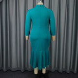 Fongt African Plus-Size Shirt-Collar Dress Party Party Fishtail Dresses
