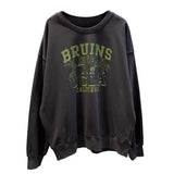 Fongt Long-Sleeved Hoodie Female Autumn 2023 New Women's Wear Students Loose Round Collar Jacket Versatile Letter Coat
