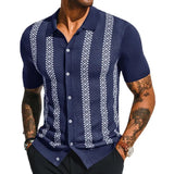 Fongt Men's Men's Summer Striped Jacket Knits Short-Sleeves Sleeves Casual POLO