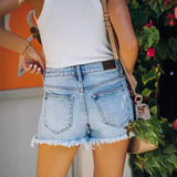 Fongt Fashion Trend Ripped Jeans Esui High Waist Thin Denim Shorts Women Hot