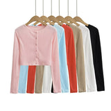 Trend Spice Girls Single-Breasted Solid Color Cardigan Small Coat Off The Shelves New Solid Color Short Style Blouse-Outfit