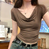 Sense Of Design, A Slim, Slim, Elastic, Short-Sleeved T-Shirt, A New Hot Girl Blouse In