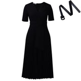 Fongt Sexy Short-Sleeved V-Neck Fashion Elegant Pressure Folding Large-Size High-Waisted African Dress