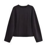 Fongt 2025 New Women's Double-Sided Cloth Round-Neck Long-Sleeved Coat Elastic Casual Trousers Set