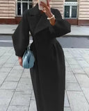 Women's Warm Long Overcoat Wool Blends Autumn Winter Thick Cashmere Double Breasted Jacket Blazer Female Woolen