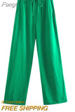 Single Breasted Green Top Pants Suits Sets Women Spring Autumn Casual Loose Two Pieces Matching Sets 2023 Set