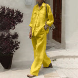 Fongt 2025 New Women's Long-Sleeved Shirt Loose Pants Two Sets