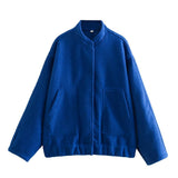 2024 New Vertical Collar Loose Version Multicolor Women's Woolen Casual Coat 5070629-Outfit
