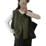 Fongt Plush Velvet Vest Korean Simple Soft Sweater Women Loose Folding Knitting Shoulders