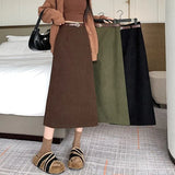Fongt New Autumn And Winter Port Style Retro Skirt Thicker Wicked Skirt Long Bag Hip Skirt Open Skirt